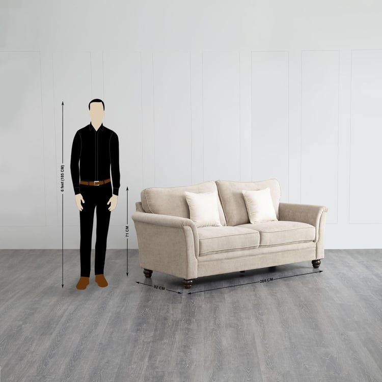 Lamcy Fabric 3-Seater Sofa - Grey