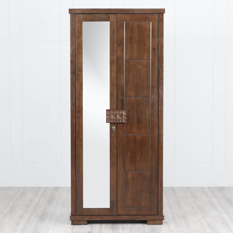 Rio 2-Door Wardrobe with Mirror - Brown