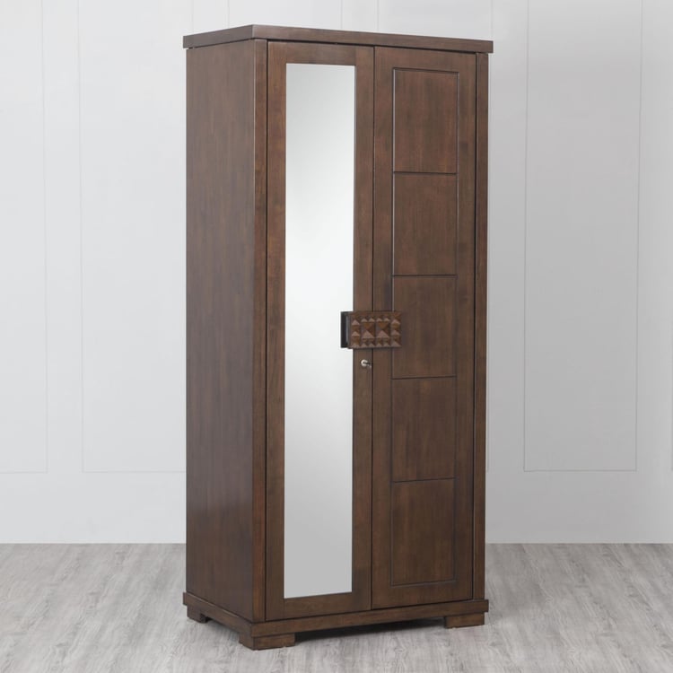 Rio 2-Door Wardrobe with Mirror - Brown