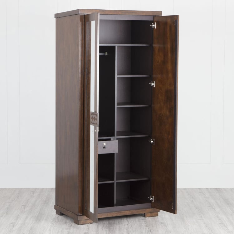 Rio 2-Door Wardrobe with Mirror - Brown