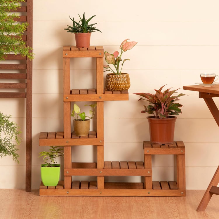 Juliet Solid Wood Multi-Tier Planter Stand - Brown