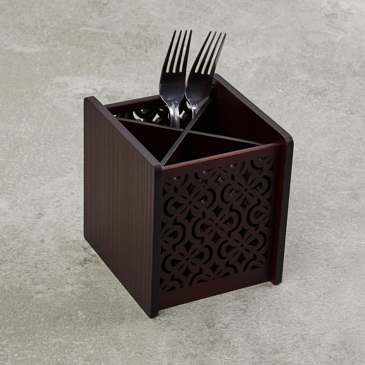 Oakland-Laser Solid Brown Cutlery Holder - 14 cm