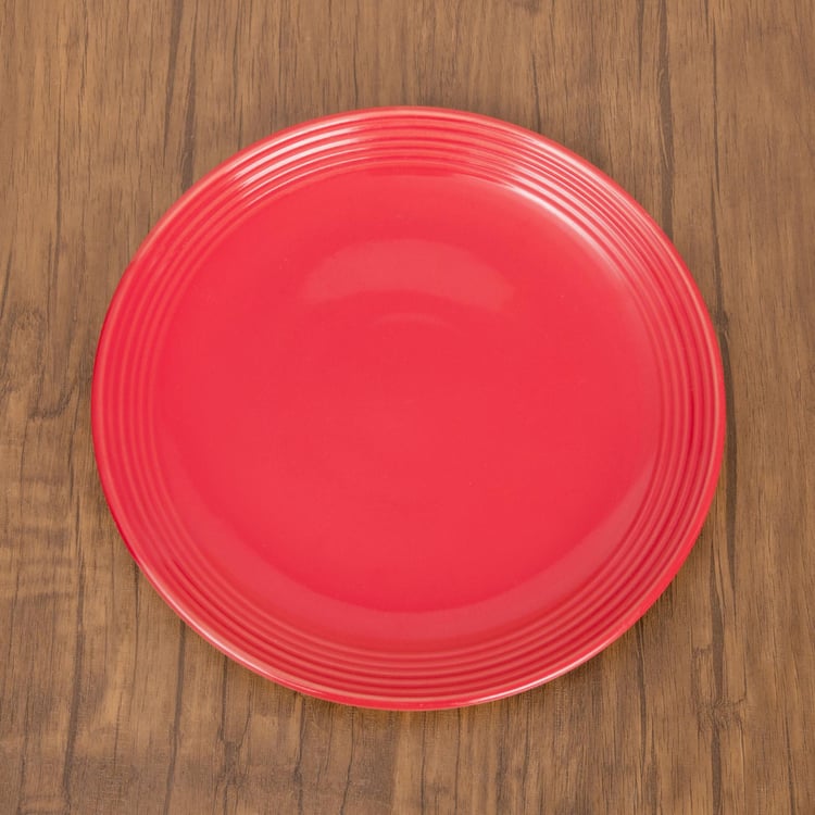 Colour Connect Textured Dinner Plates - Stoneware - Dinner Plate 26 cm x 26 cm x 2.5 cm -Red