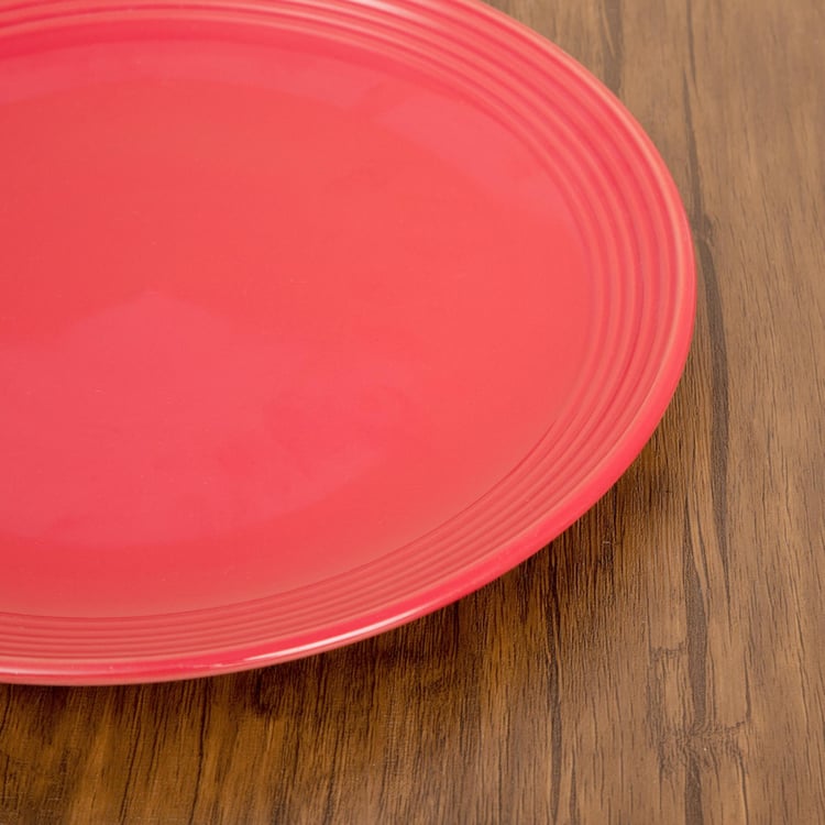 Colour Connect Textured Dinner Plates - Stoneware - Dinner Plate 26 cm x 26 cm x 2.5 cm -Red