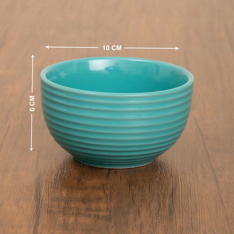 Colour Connect Textured Curry Bowls  - Stoneware -  Katori - 10 cm x 10 cm x 6 cm  - Microwave Compatible -  Blue