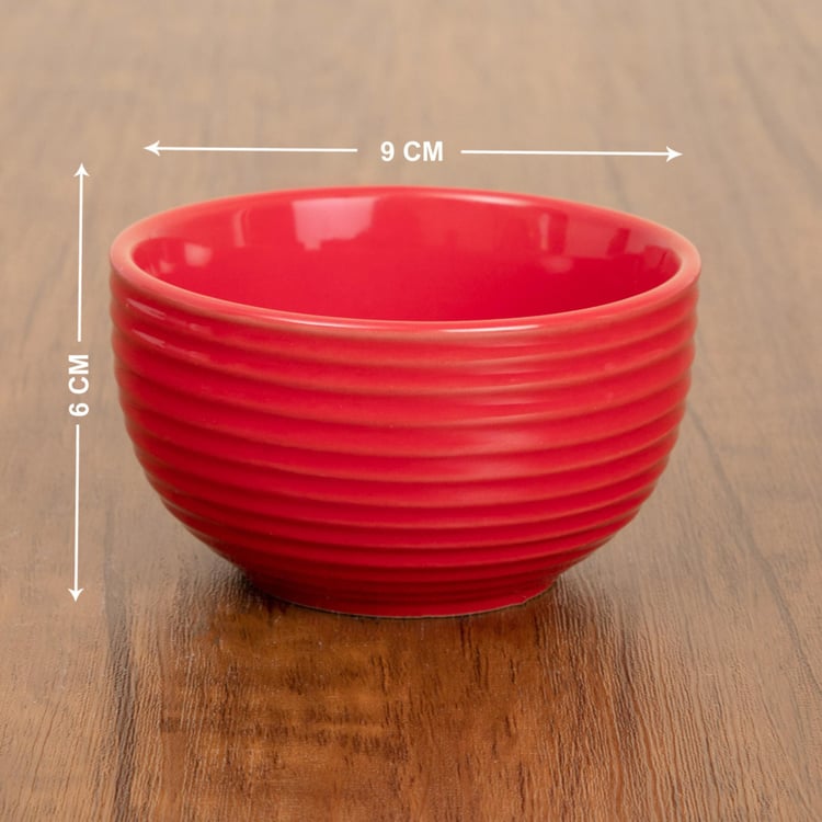 Colour Connect Red Stoneware Microwave Safe Textured Katori