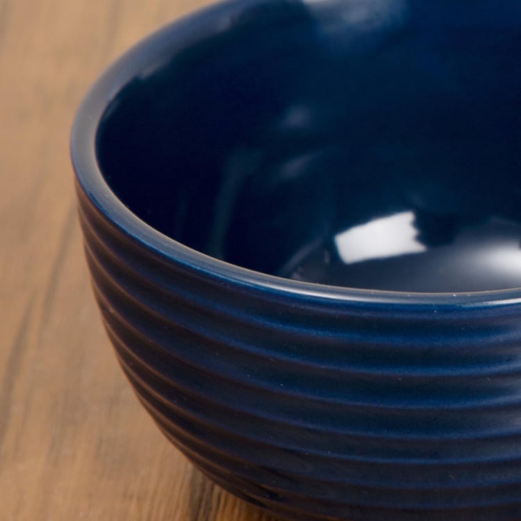 Colour Connect Textured Curry Bowls  - Stoneware -  Katori - 10 cm x 10 cm x 6 cm  - Microwave Compatible -  Blue