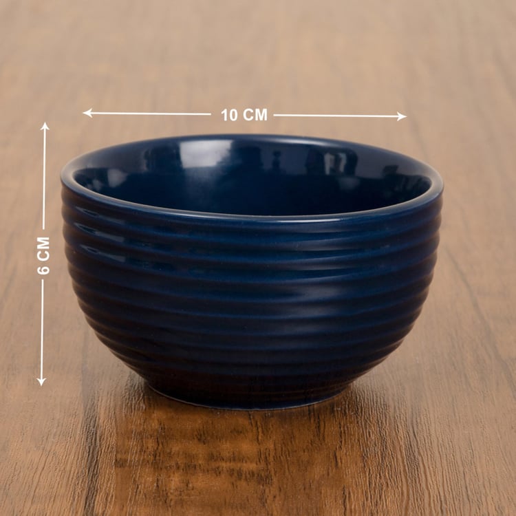Colour Connect Textured Curry Bowls  - Stoneware -  Katori - 10 cm x 10 cm x 6 cm  - Microwave Compatible -  Blue