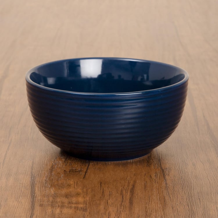 Colour Connect Textured Curry Bowls  - Stoneware -  Cereal Bowl -  15 cm x 15 cm x 7 cm  - Microwave Compatible -  Blue