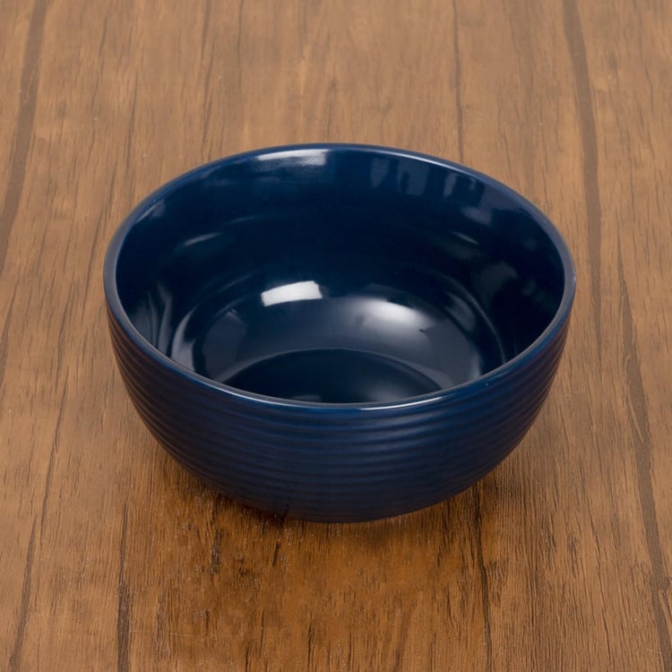 Colour Connect Textured Curry Bowls  - Stoneware -  Cereal Bowl -  15 cm x 15 cm x 7 cm  - Microwave Compatible -  Blue