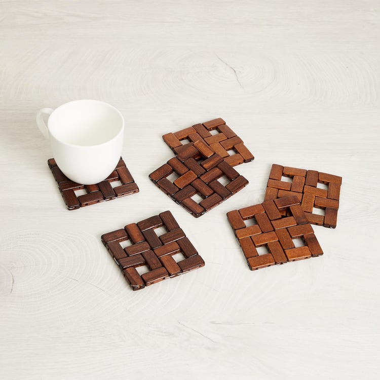 Bamboo Anchor Brown Solid Coasters - Set of 6