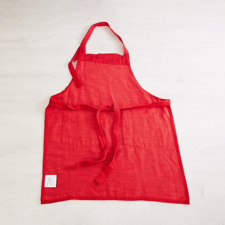 Colour Connect Solid Aprons - Cotton - Kitchen Apron 60 cm L x 74 cm W -Red