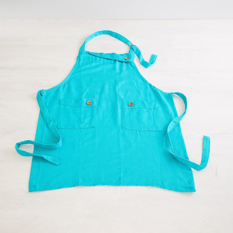 Colour Connect Solid Aprons - Cotton - Kitchen Apron 60 cm  L x 74 cm  W -Blue