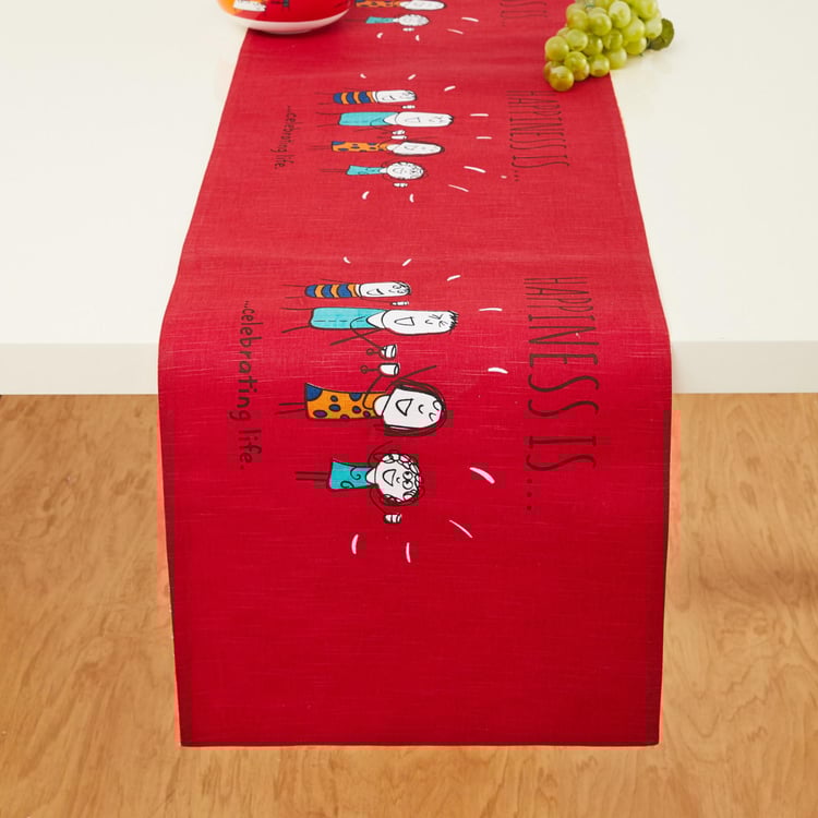 Happiness Printed Table Runner - 33 x 182 cm