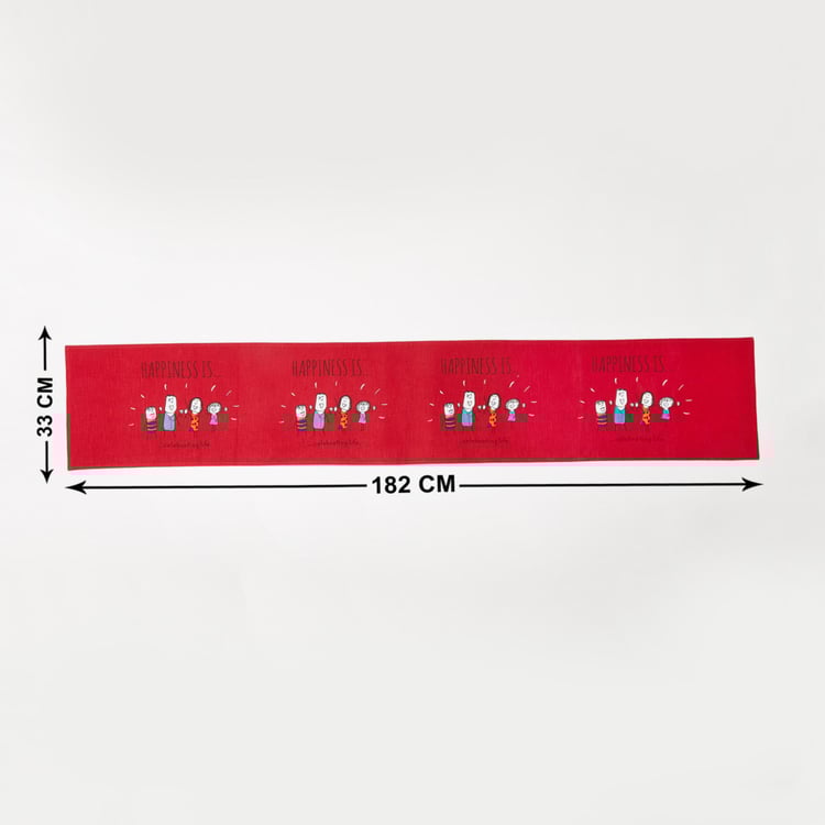 Happiness Printed Table Runner - 33 x 182 cm