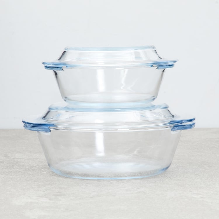 BOROSIL Round Casseroles with Lid - Set of 2