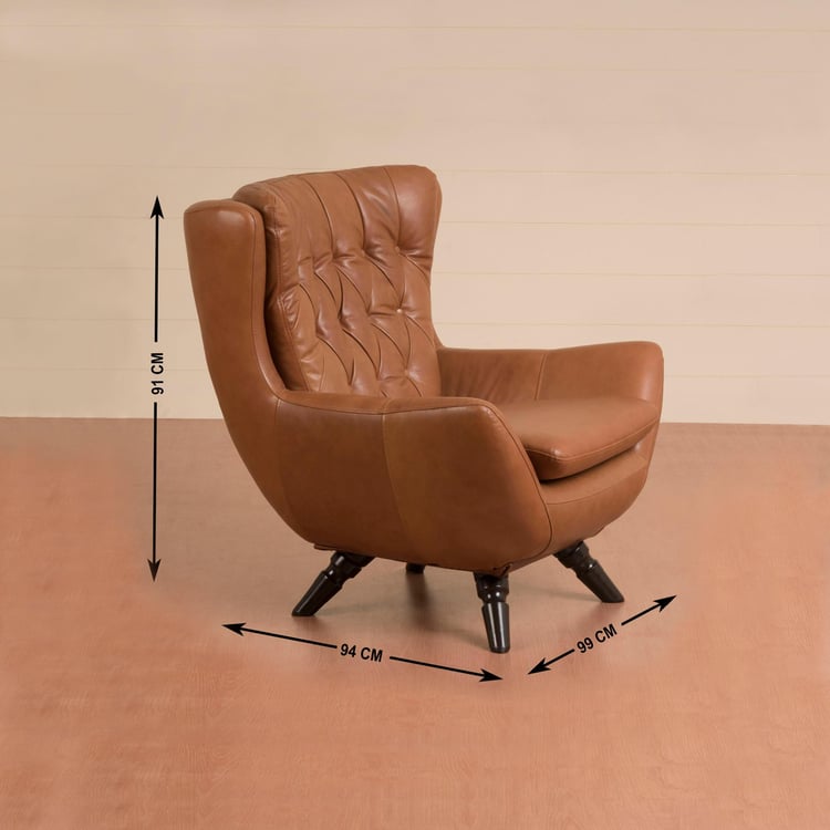 Fancy Accent Leather 1-Seater Armchair - Tan