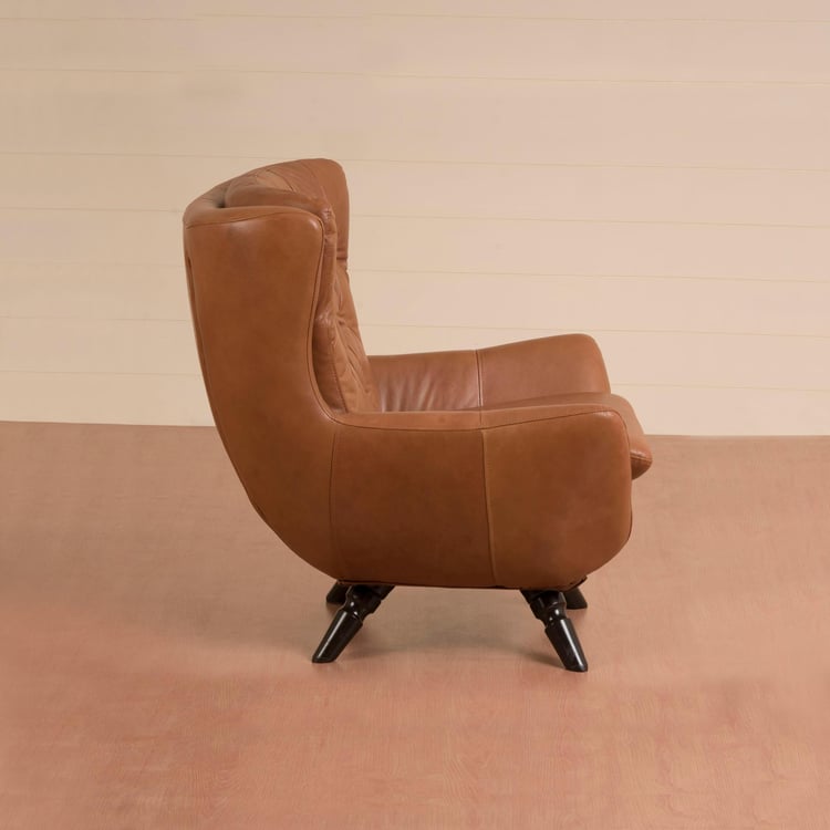 Fancy Accent Leather 1-Seater Armchair - Tan