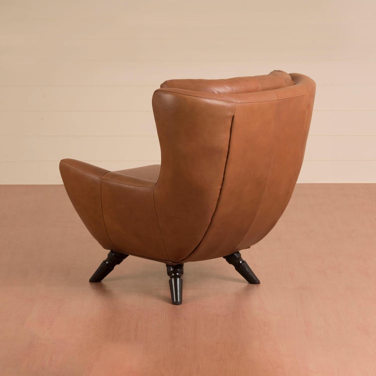 Fancy Accent Leather 1-Seater Armchair - Tan