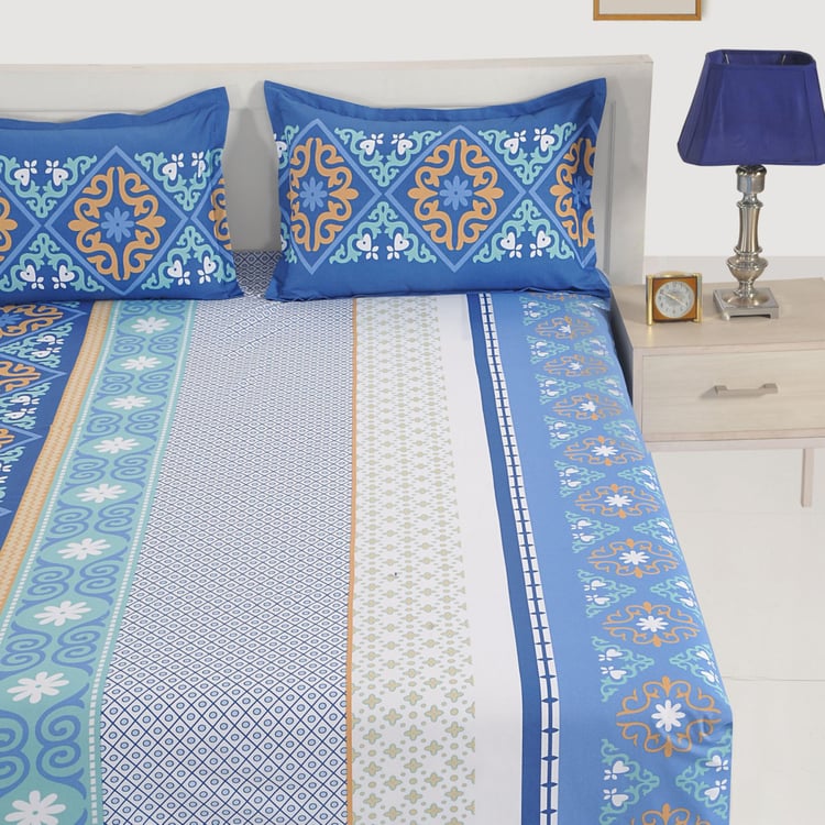 SWAYAM Ethnic Print Cotton Double Bedsheet-Set Of 3 Pcs.
