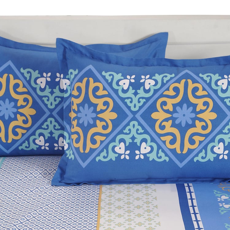 SWAYAM Ethnic Print Cotton Double Bedsheet-Set Of 3 Pcs.
