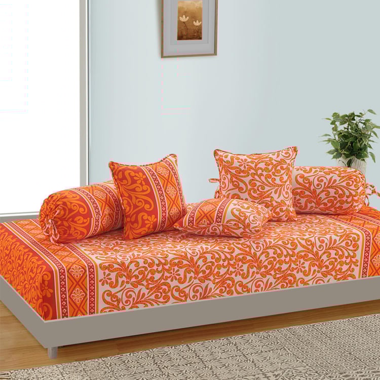 SWAYAM Floral Cotton Diwan Set-Set Of 6 Pcs.