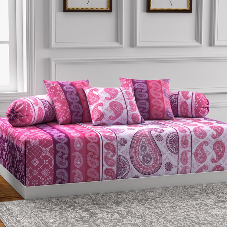 SWAYAM Printed Cotton Diwan Set-Set Of 6 Pcs.
