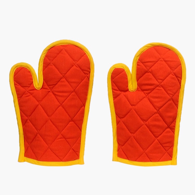 SWAYAM Kitchen Apron & Oven Gloves - Set Of 3 Pcs.