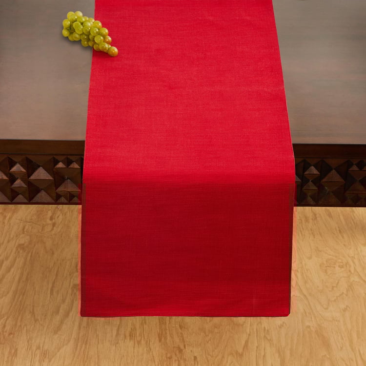 Colour Connect Solid Runner - Cotton - Table Runner 120 cm  L x 33 cm  W -Red