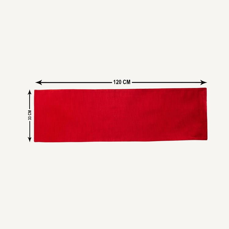 Colour Connect Solid Runner - Cotton - Table Runner 120 cm  L x 33 cm  W -Red