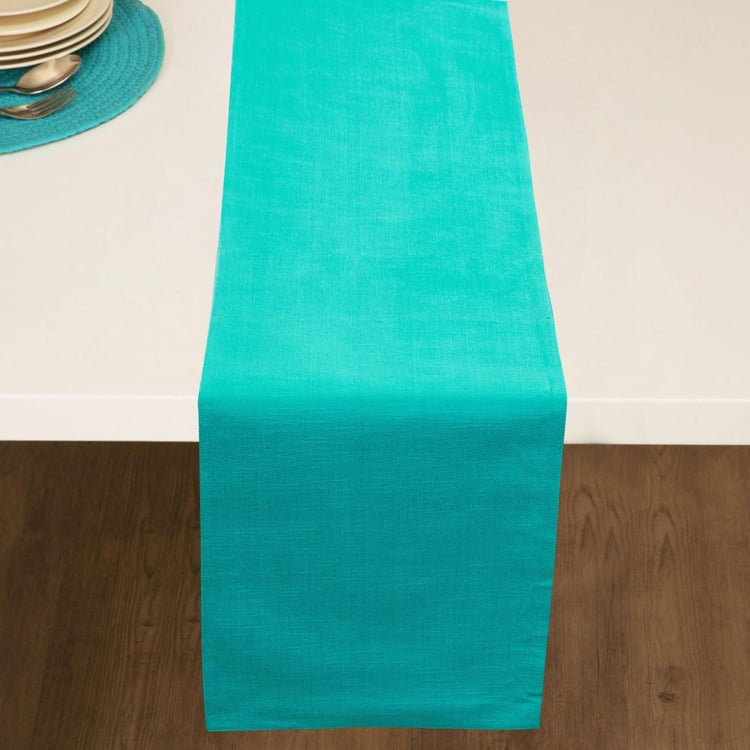 Colour Connect Solid Runner - Cotton Blend - Runner 122 cm  L x 34 cm  W -Blue