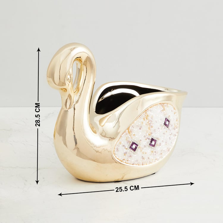 Splendid Beaded Swan-Shaped Figurine