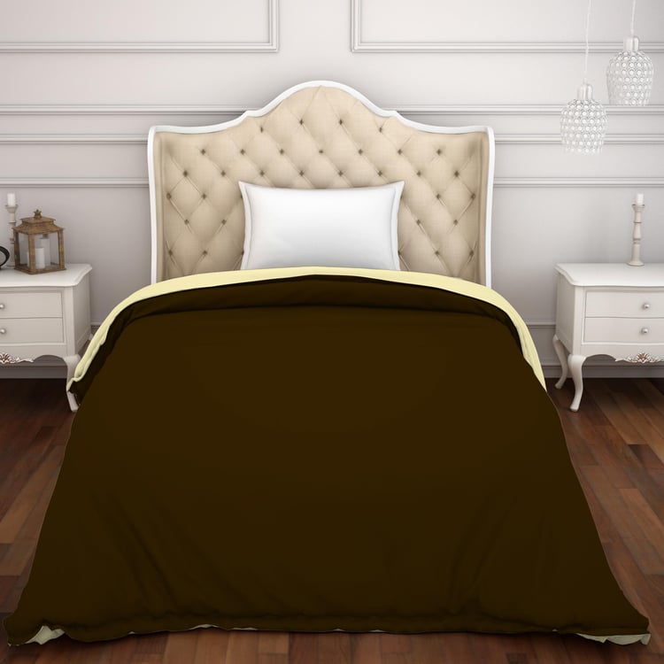 SPACES Hygro Brown Solid Cotton Single Duvet Cover - 152x223cm