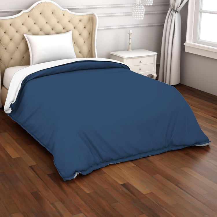 SPACES Hygro Blue Solid Cotton Single Duvet Cover - 152x223cm