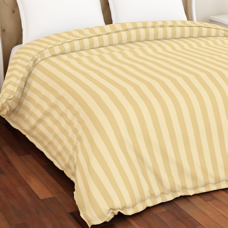 SPACES Sky Rise Beige Striped Cotton Single Duvet Cover - 228x274cm