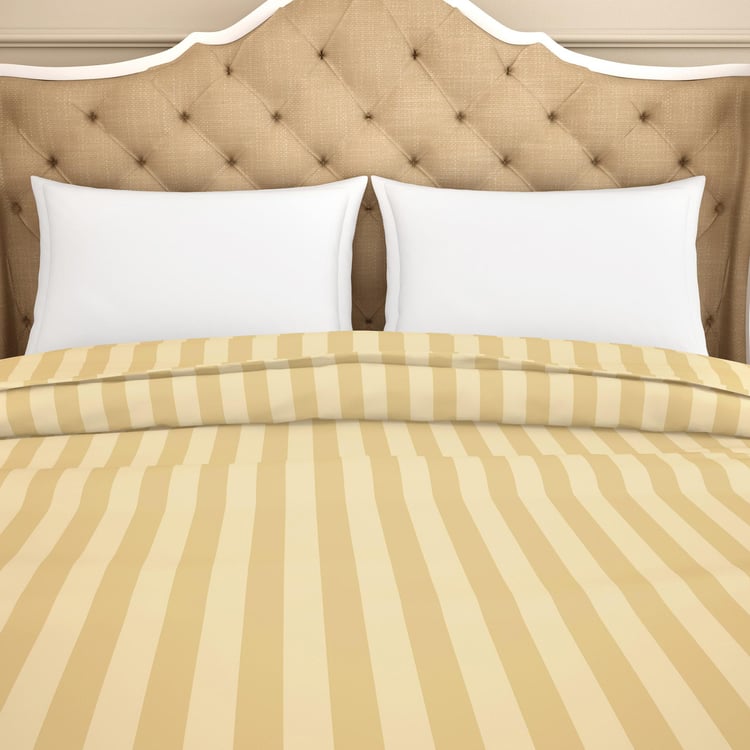 SPACES Sky Rise Beige Striped Cotton Single Duvet Cover - 228x274cm