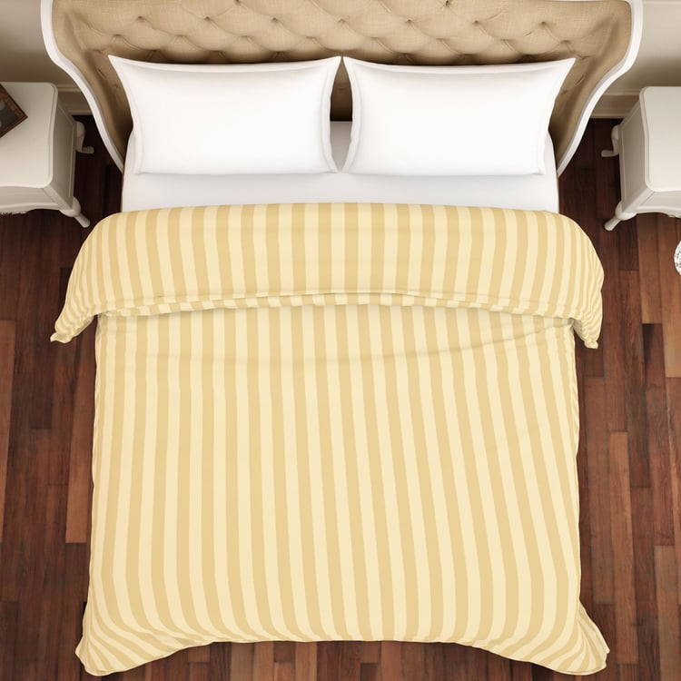 SPACES Sky Rise Beige Striped Cotton Single Duvet Cover - 228x274cm