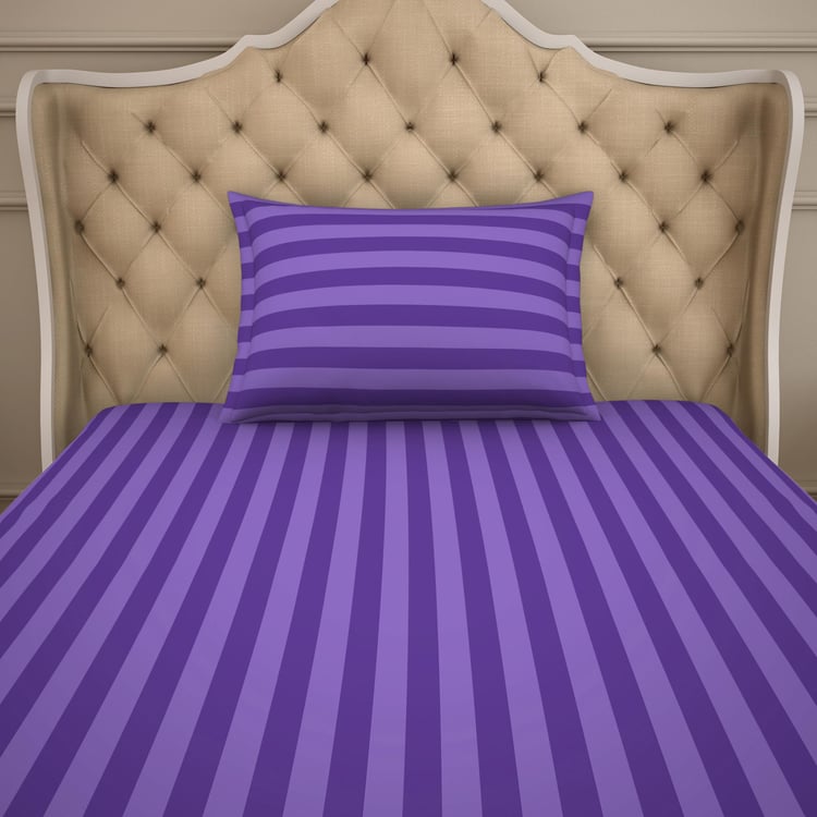 SPACES Skyrise Striped Single Bedsheet with Pillow Cover - 228 x 152 cm