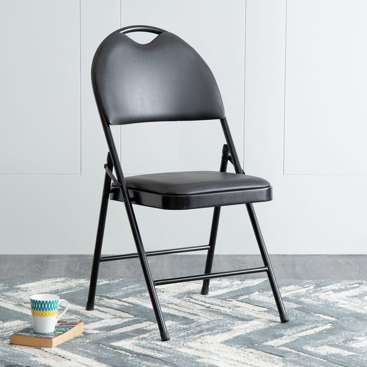 Lex Faux Leather Folding Chair - Black