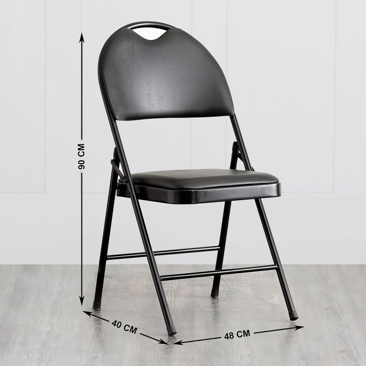Lex Faux Leather Folding Chair - Black