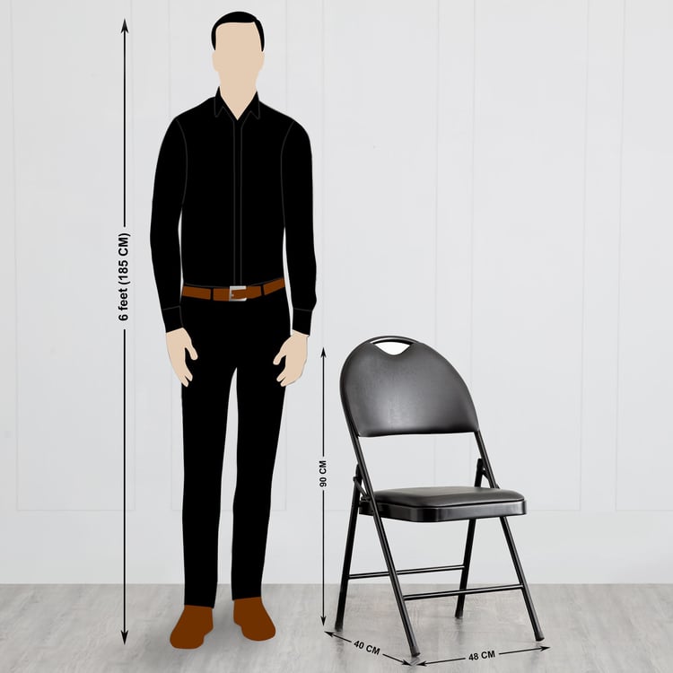 Lex Faux Leather Folding Chair - Black