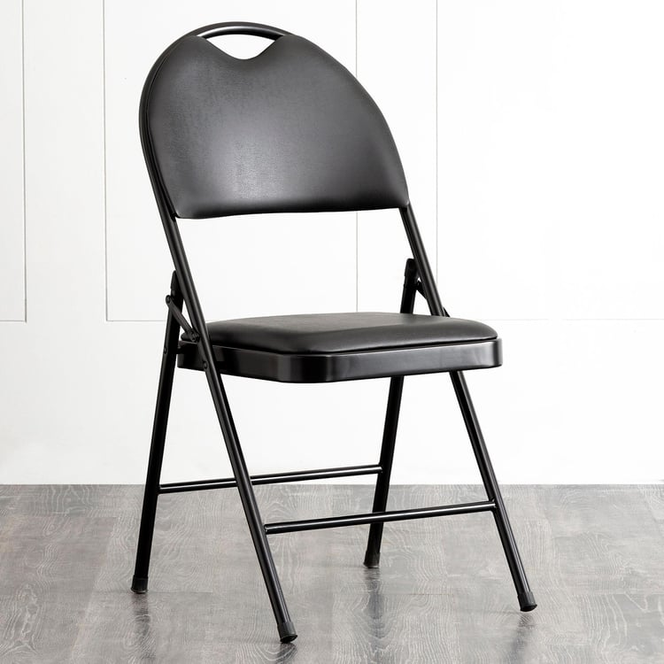 Lex Faux Leather Folding Chair - Black