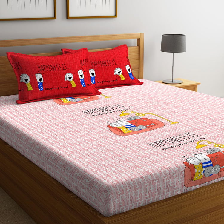 PORTICO NEW YORK Happiness Printed 3-Piece Bedsheet Set - 224 x 254 cm