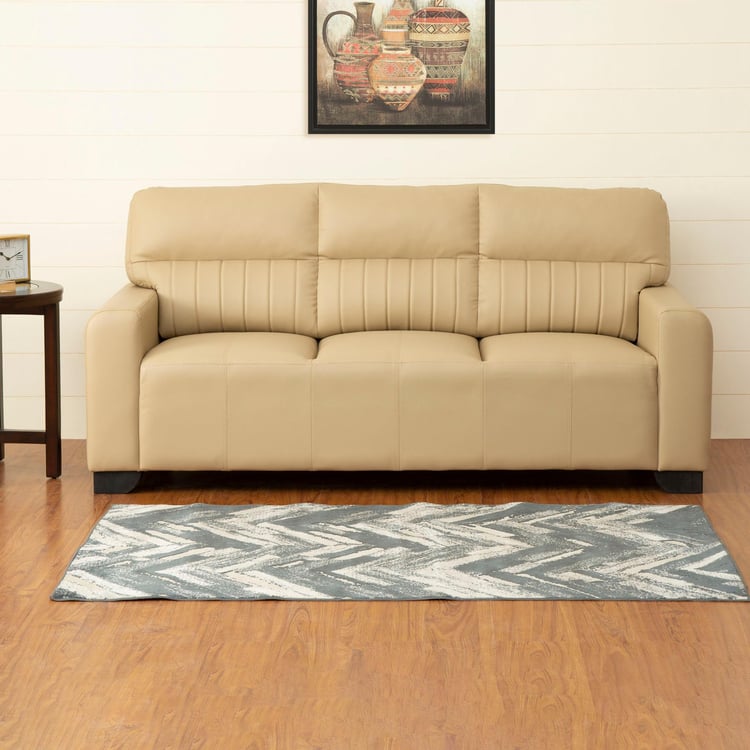 Albury Faux Leather 3-Seater Sofa - Beige