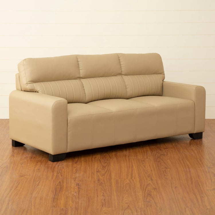 Albury Faux Leather 3-Seater Sofa - Beige