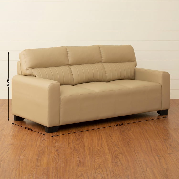 Albury Faux Leather 3-Seater Sofa - Beige