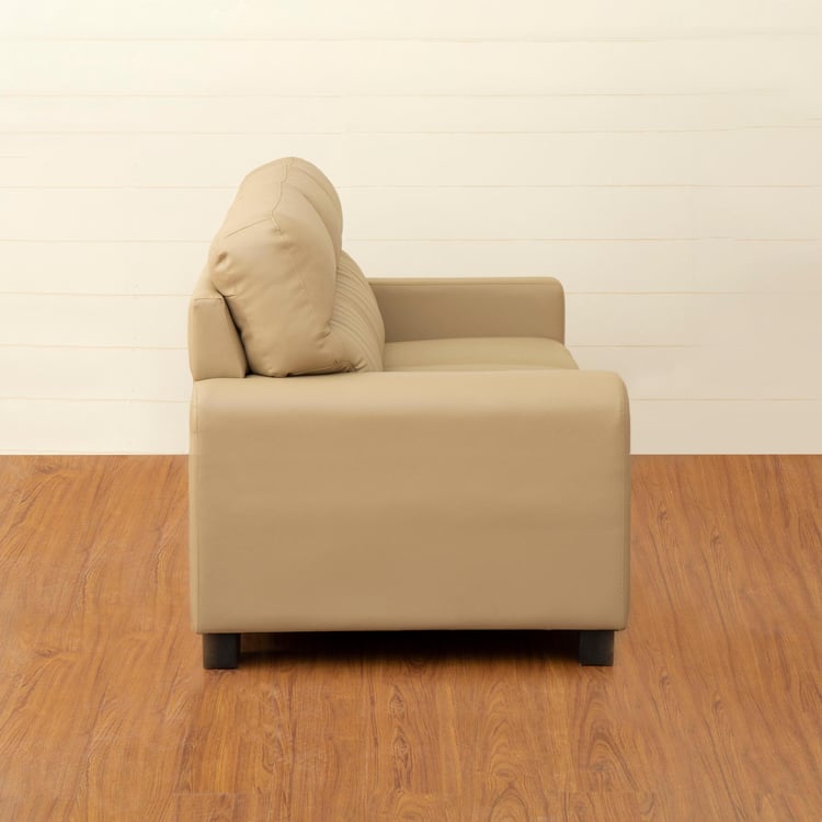 Albury Faux Leather 3-Seater Sofa - Beige