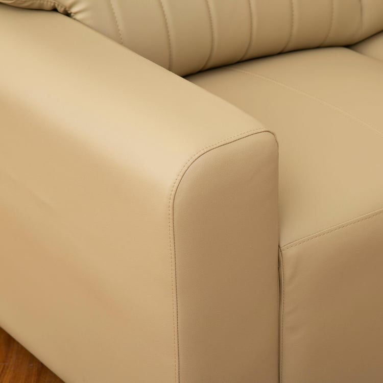 Albury Faux Leather 3-Seater Sofa - Beige
