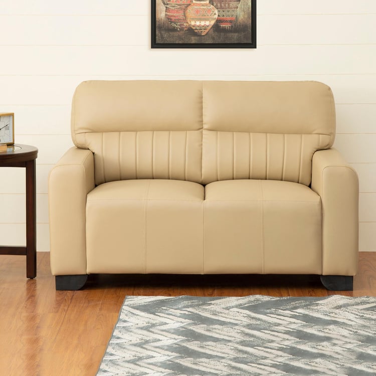 Albury Faux Leather 2-Seater Sofa - Beige