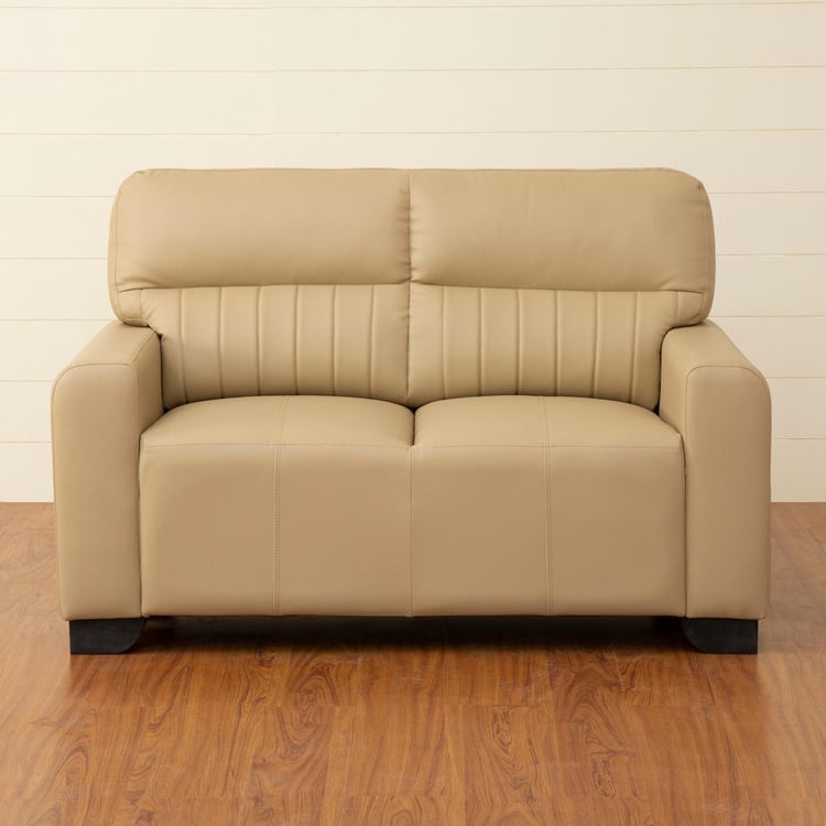Albury Faux Leather 2-Seater Sofa - Beige